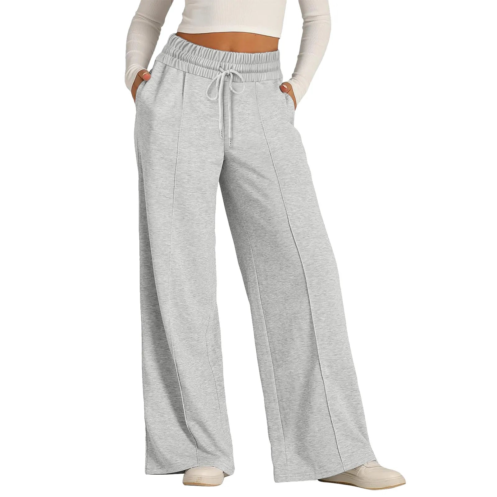 Tie Pants for Women Casual Loose Wide Leg Trousers