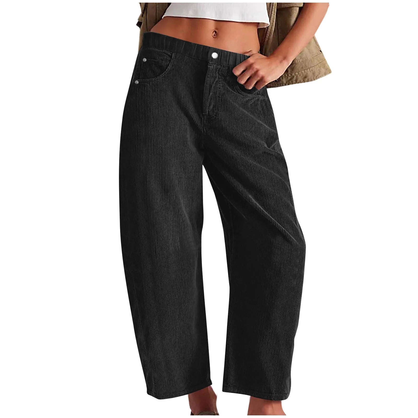 Corduroy Mid Waist Comfy Pants