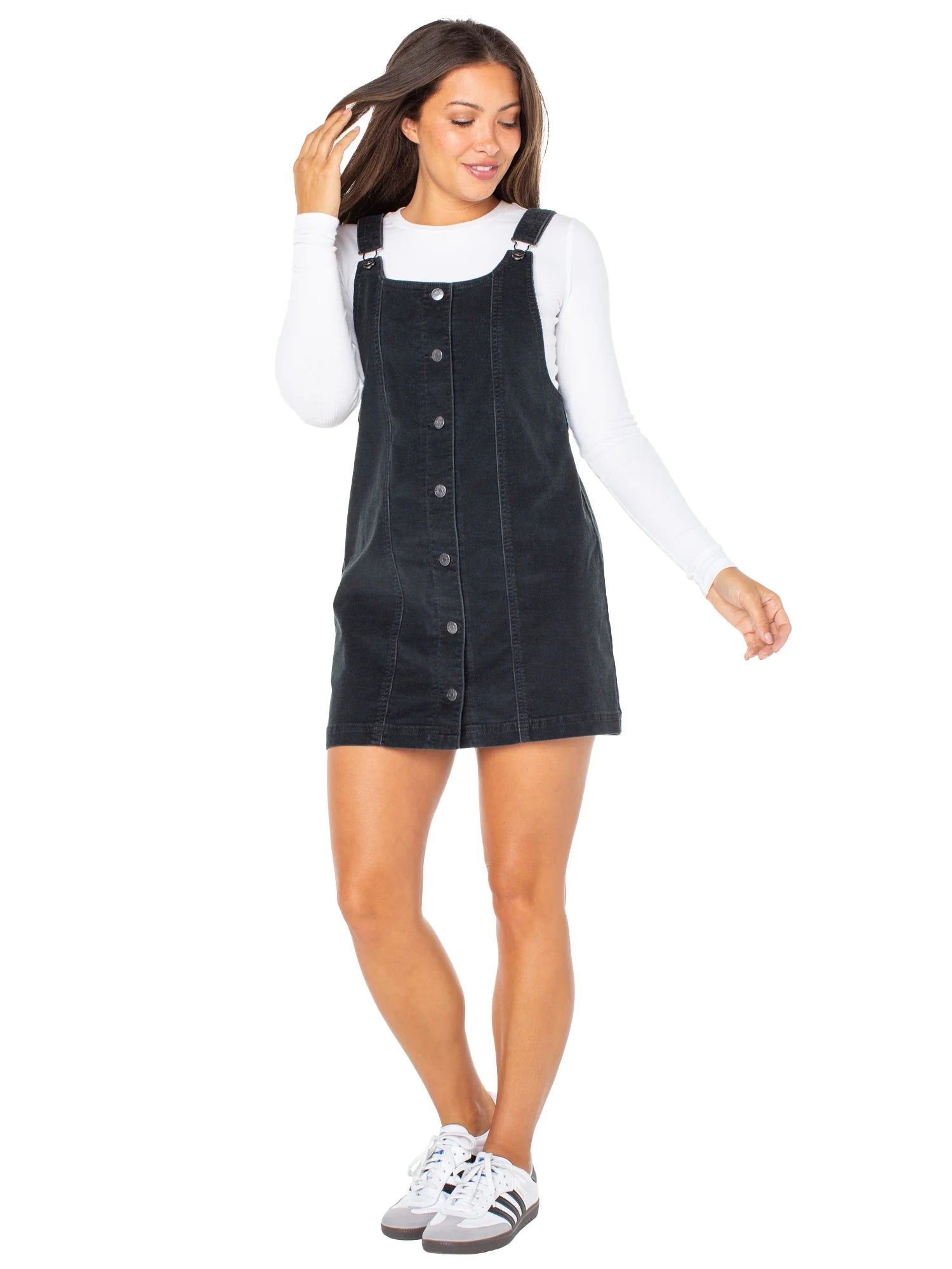 Women'S and Women'S plus Corduroy Pinafore Mini Dress, Sizes XS-4X