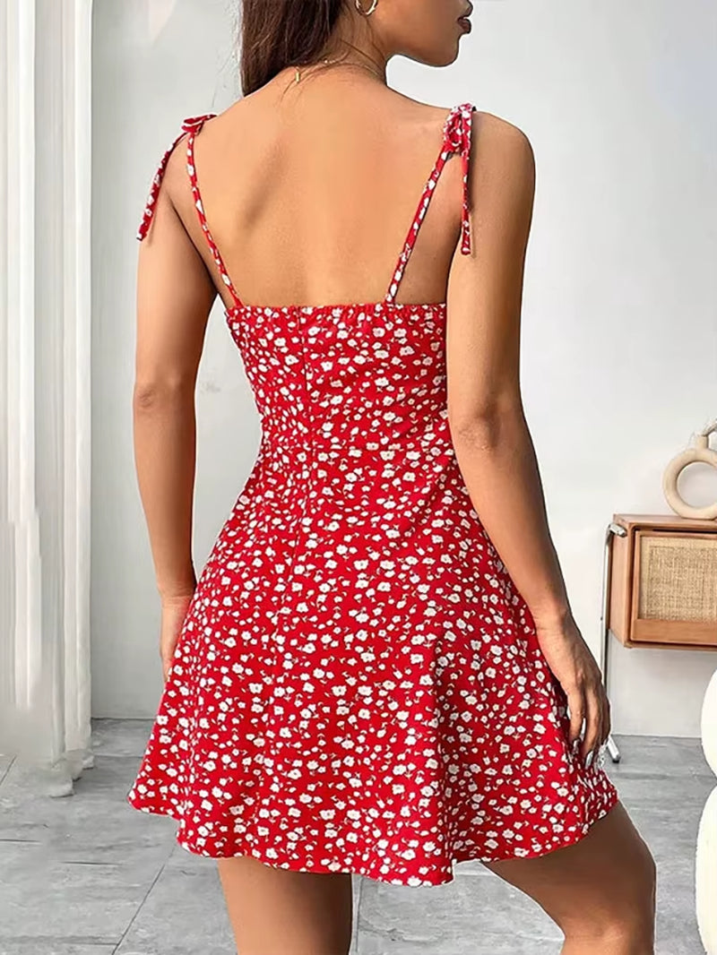 Floral Spaghetti Strap Beach Women's Dress
