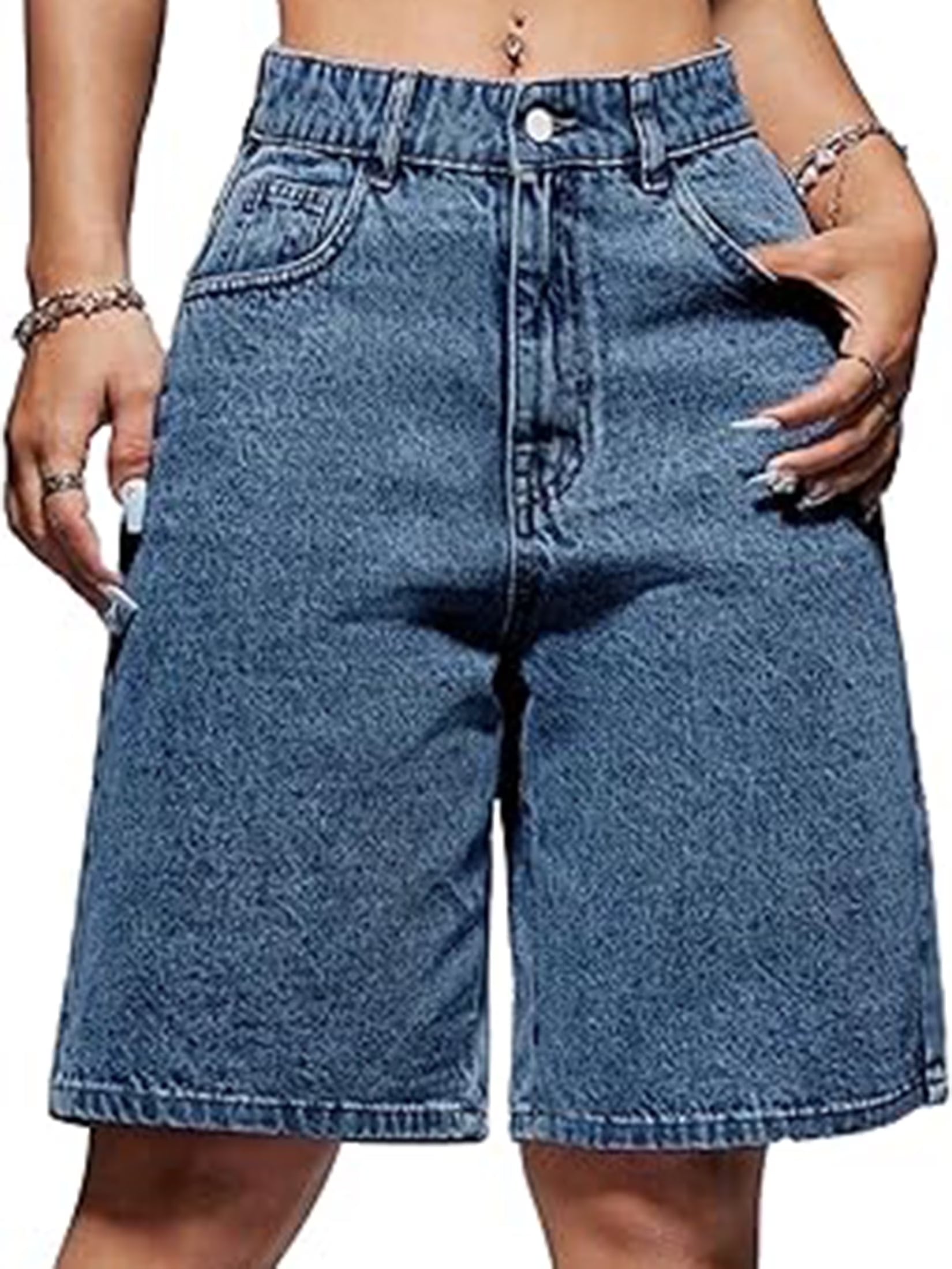 Women'S Denim Shorts Mid-Low Waist Jean Shorts for Women,Y2K Vintage Summer Streetwear