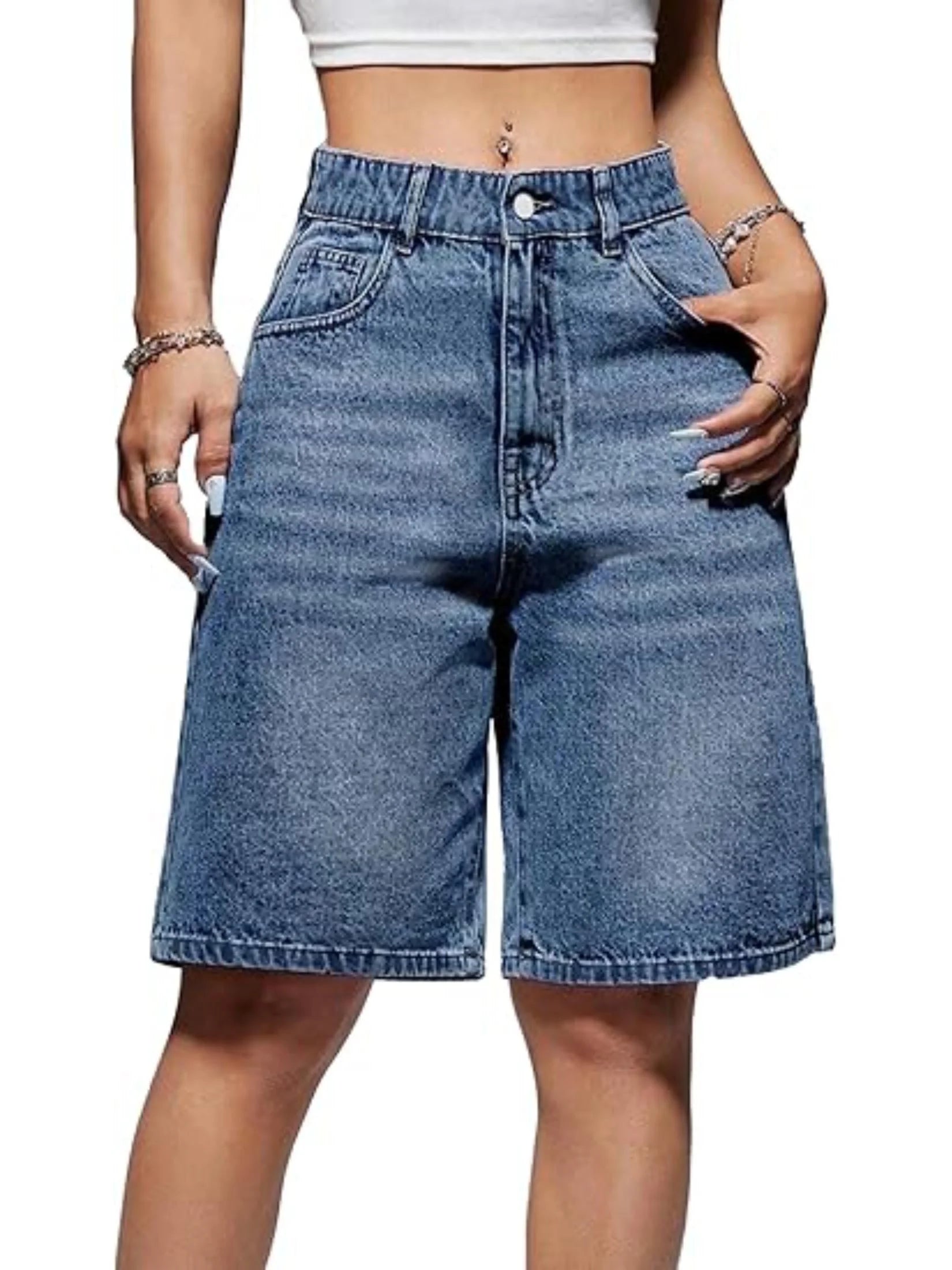 Women'S Denim Shorts Mid-Low Waist Jean Shorts for Women,Y2K Vintage Summer Streetwear