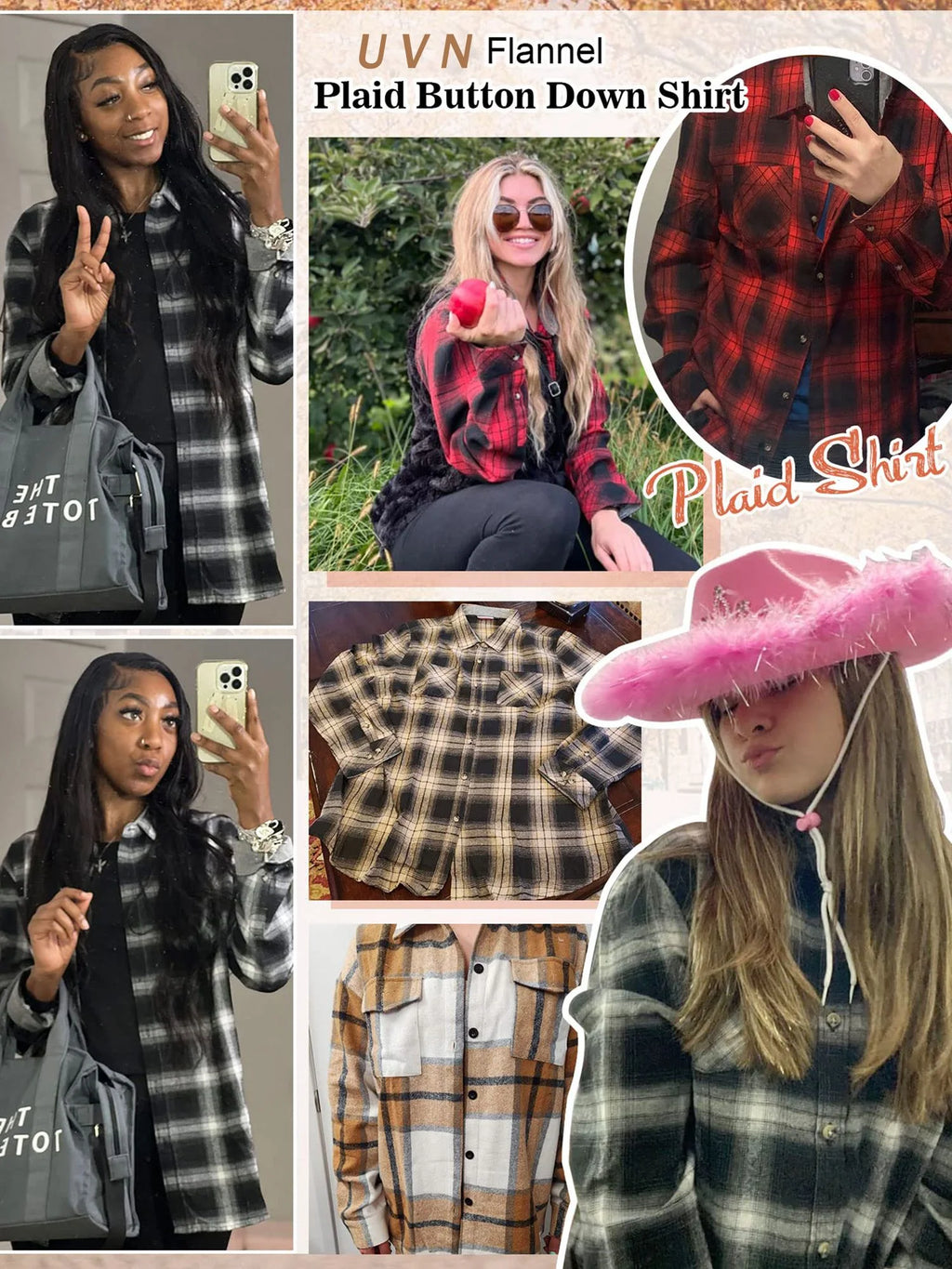 Plaid Shirt for Women Oversized Flannel Long Sleeve Shirts Casual Button down Blouse Tops with Pockets