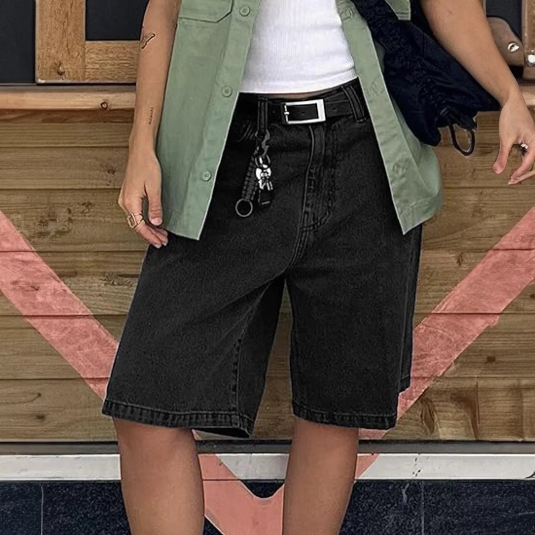 Women'S Denim Shorts Mid-Low Waist Jean Shorts for Women,Y2K Vintage Summer Streetwear
