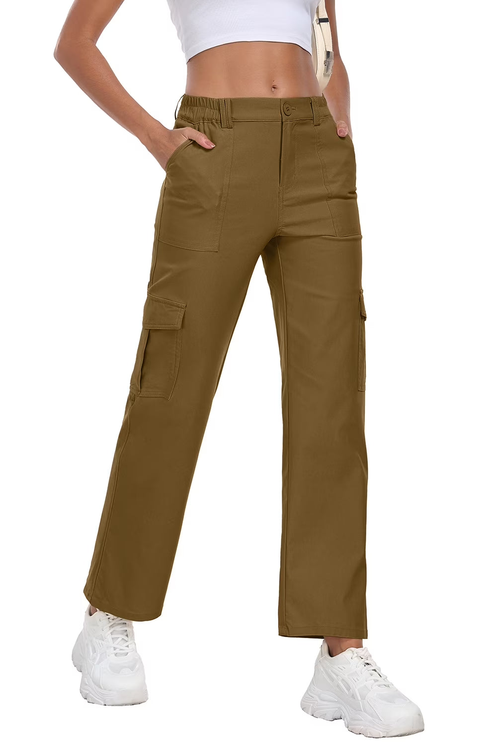 Womens Parachute Cargo Pants with Pockets 