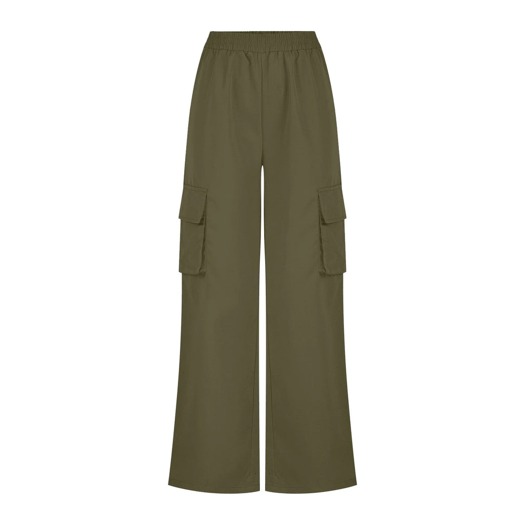 Loose Pants Women Army Green Cargo Pockets 