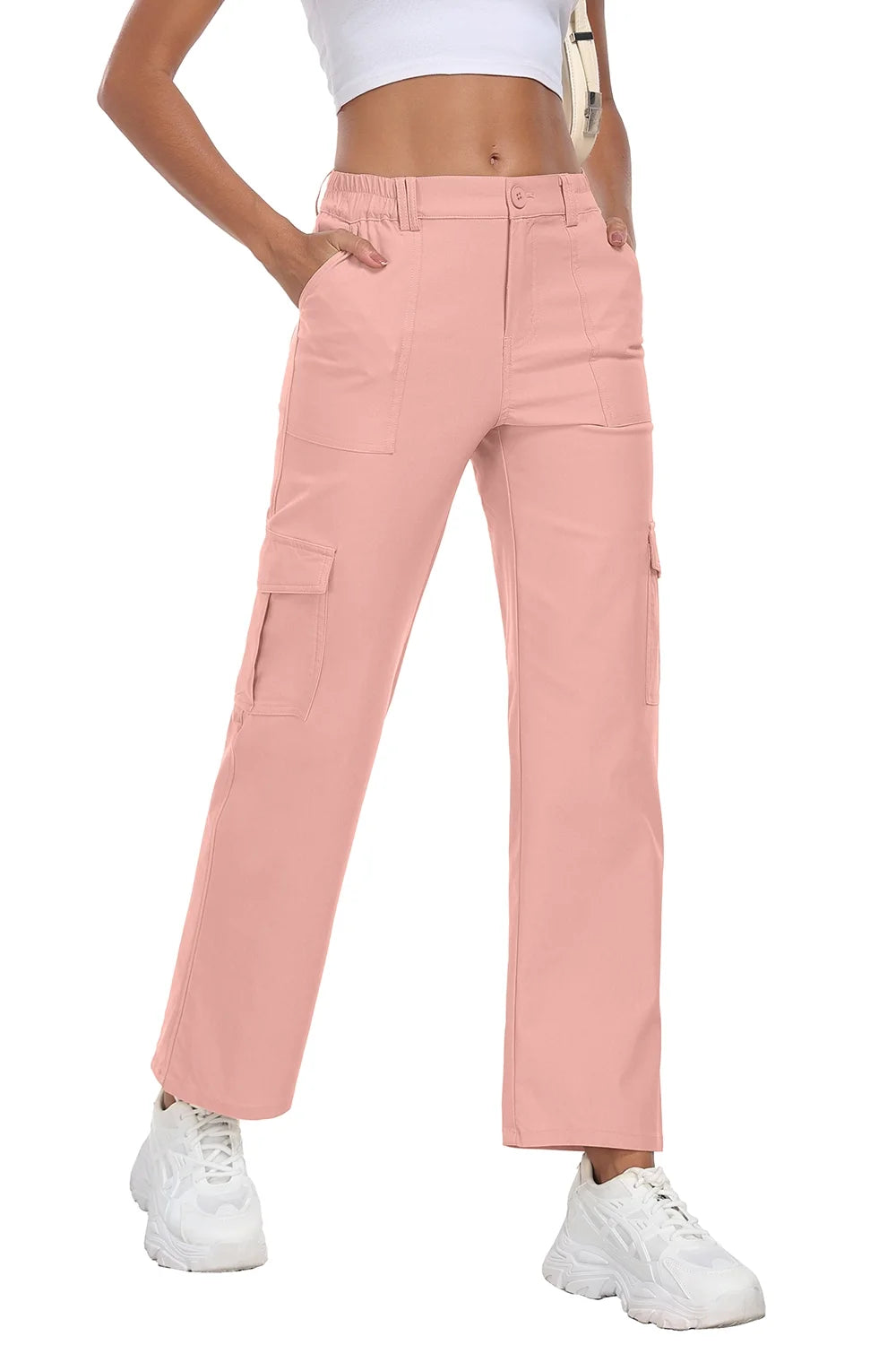 Womens Parachute Cargo Pants with Pockets 