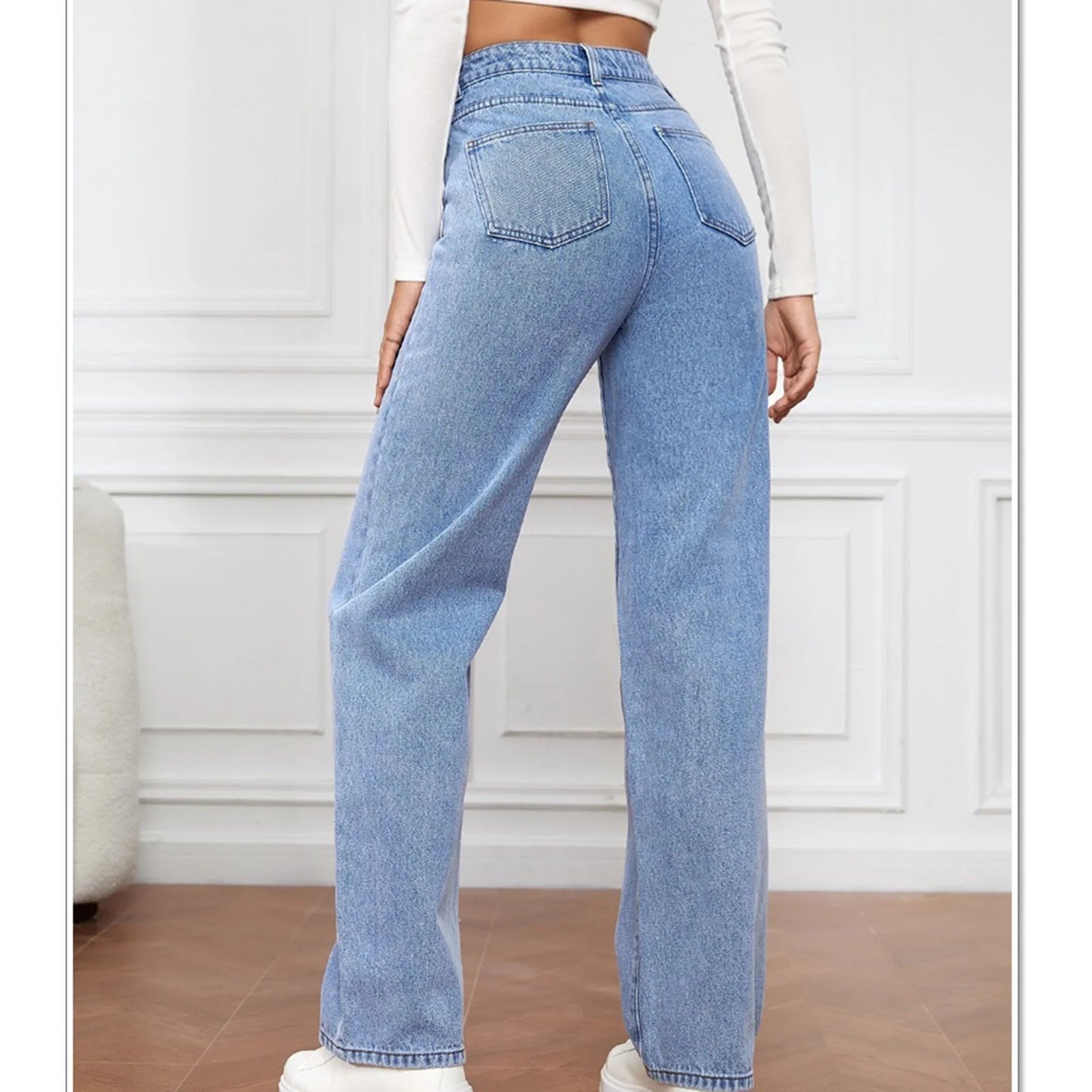  Straight Cut Jeans for Women Fashion Women High Waisted Stretch Slim Casual Pencil Pants