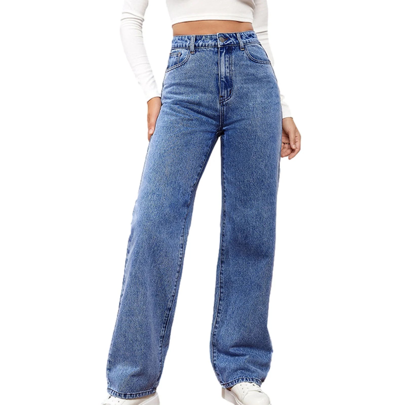  Straight Cut Jeans for Women Fashion Women High Waisted Stretch Slim Casual Pencil Pants