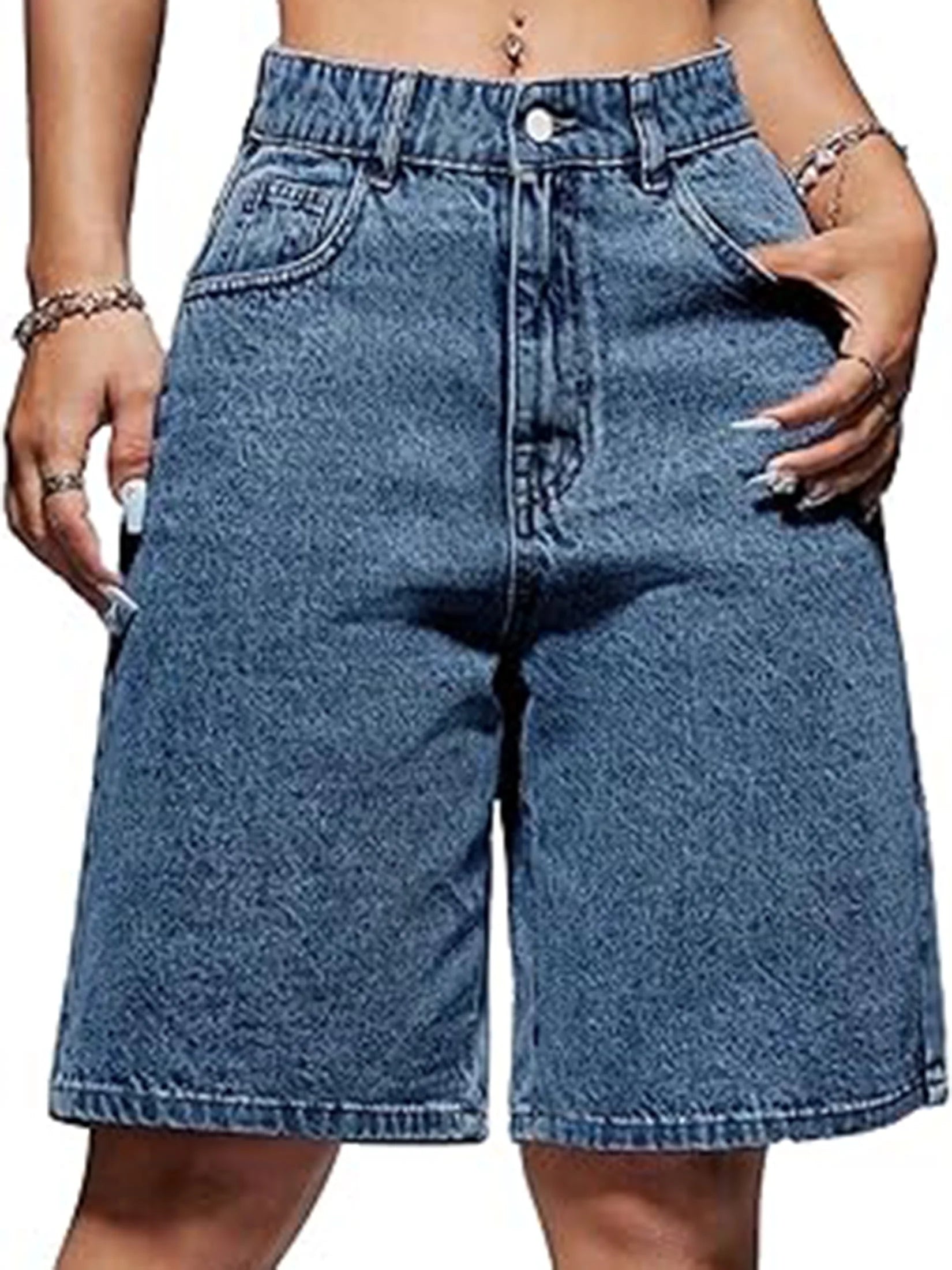 Women'S Denim Shorts Mid-Low Waist Jean Shorts for Women,Y2K Vintage Summer Streetwear