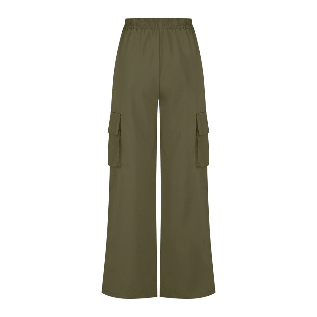 Loose Pants Women Army Green Cargo Pockets 