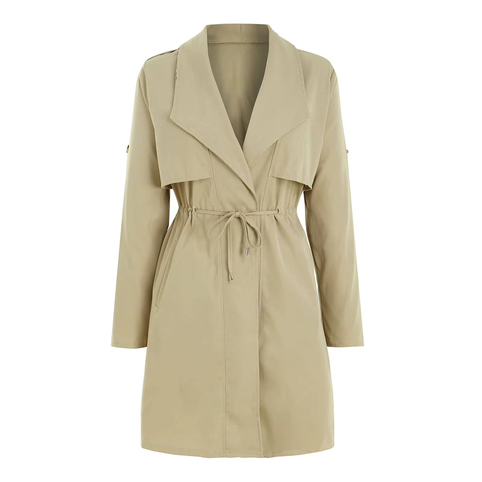 Women'S Autumn Casual Lightweight Jacket Solid Long Sleeve Large Lapel Windbreak Ladies Outerwear Simple Jacket Куртка Женская