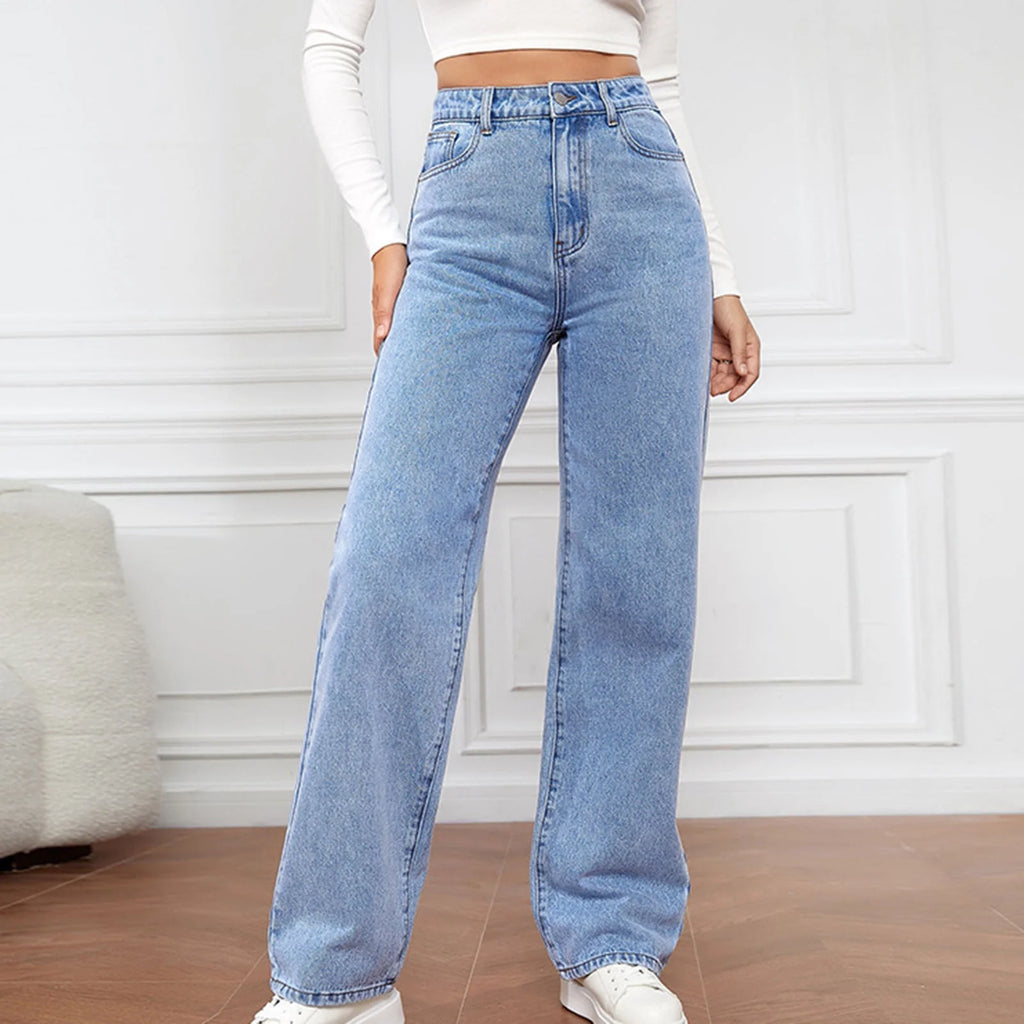  Straight Cut Jeans for Women Fashion Women High Waisted Stretch Slim Casual Pencil Pants