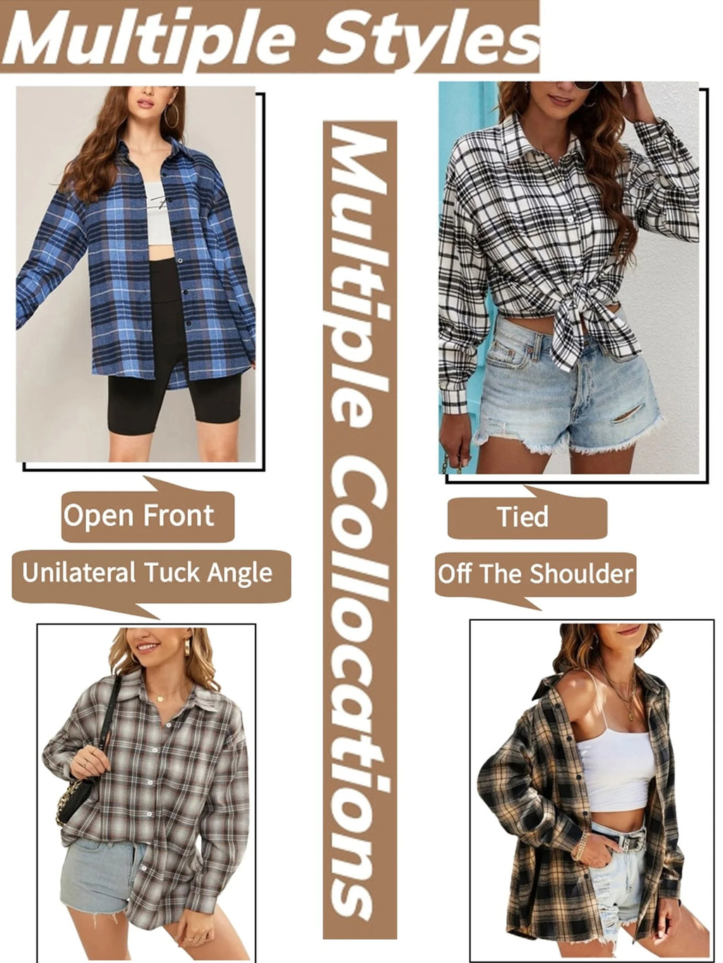 Plaid Shirt for Women Oversized Flannel Long Sleeve Shirts Casual Button down Blouse Tops with Pockets