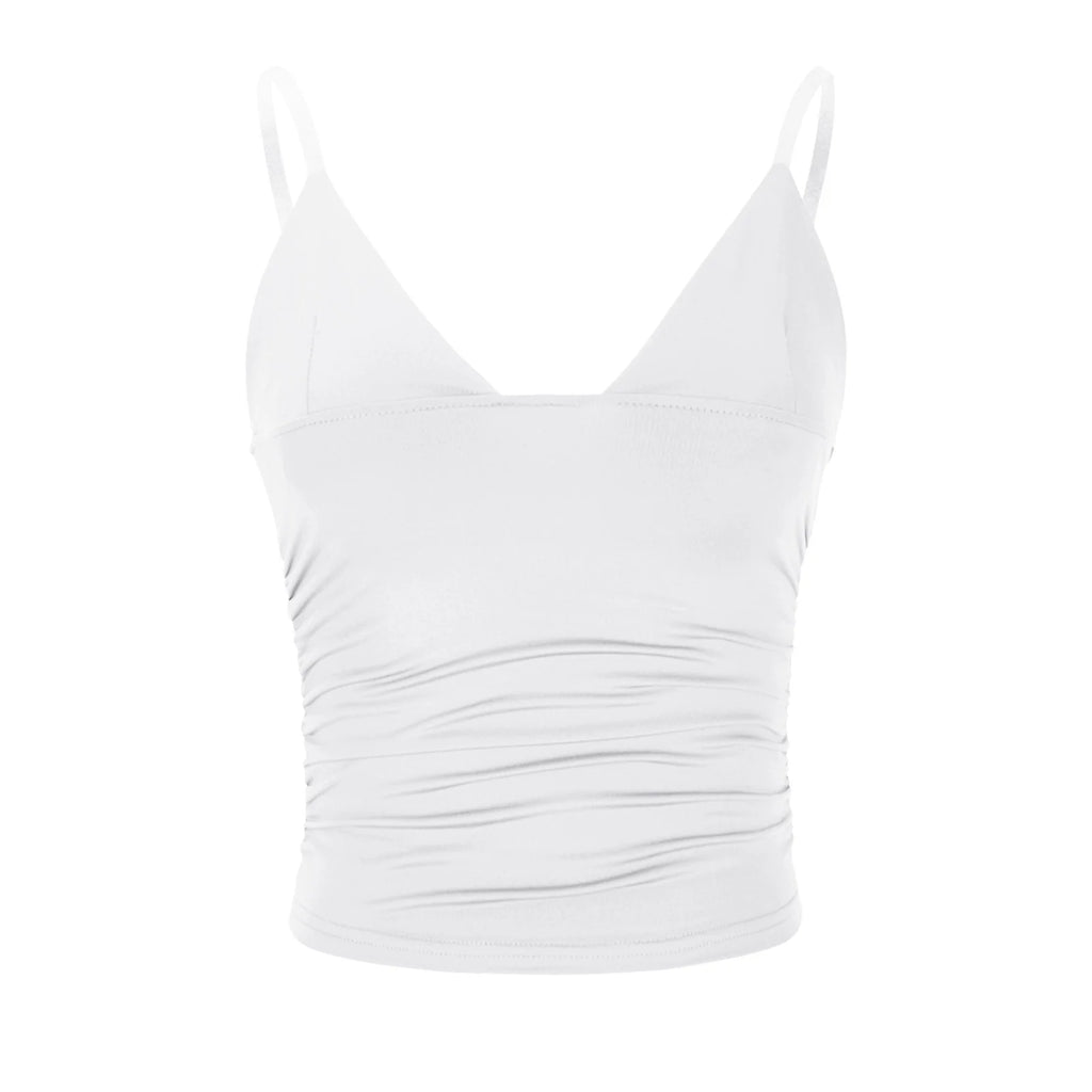 Sexy Tank Tops for Women Deep V Neck Ruched Slim Ladies Going Out Tops Shirts Camisole