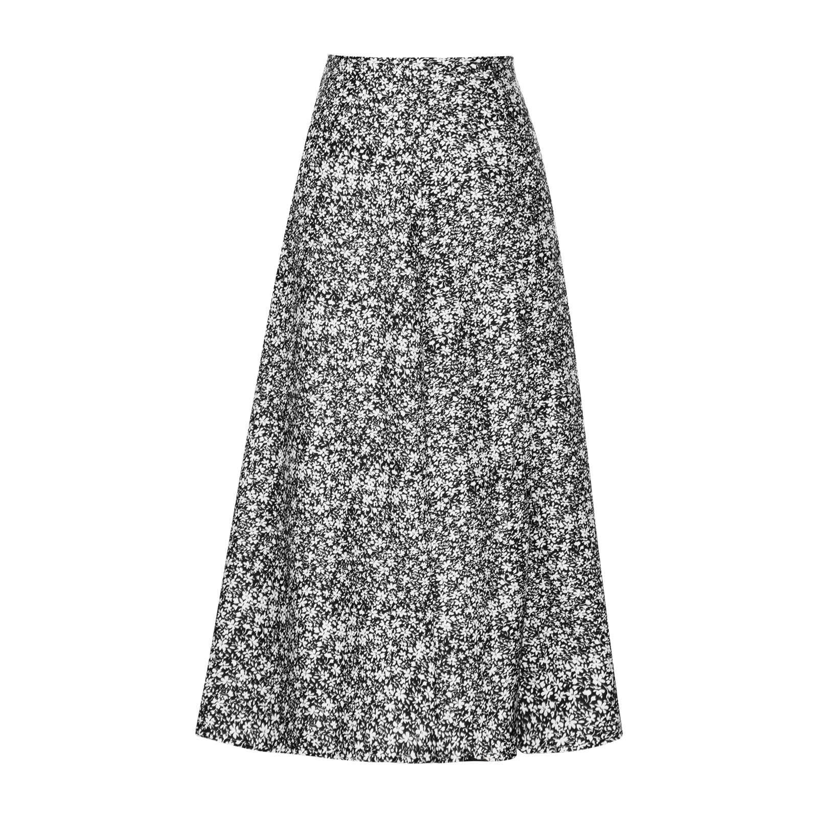 Women's Boho Floral Print Side Split High Waist Midi Skirt Swing Long Skirts for Women