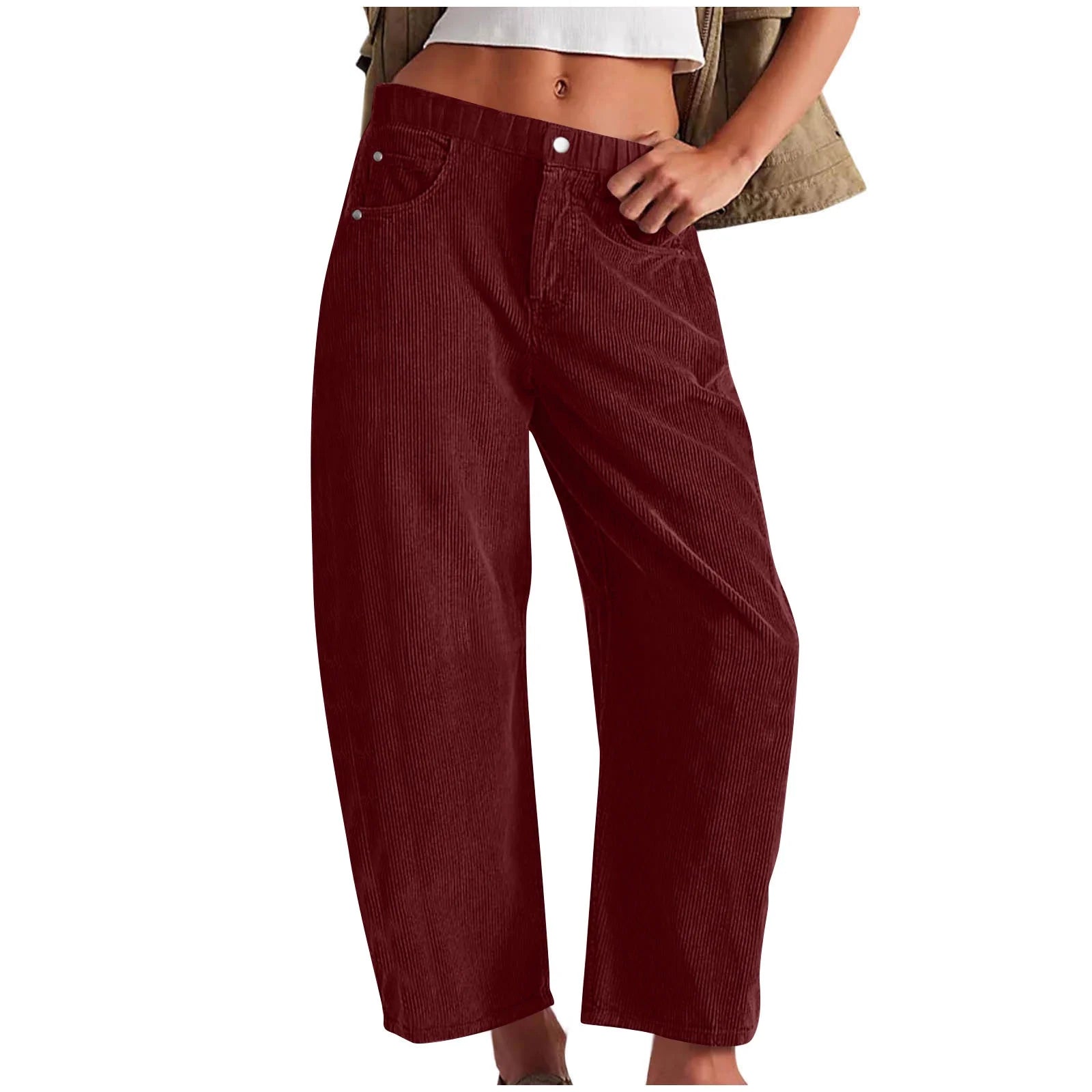 Corduroy Mid Waist Comfy Pants