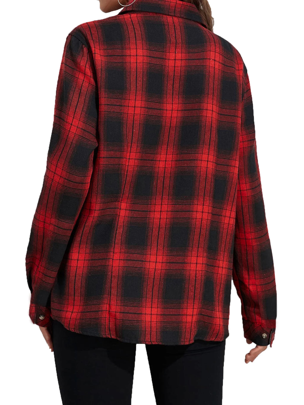 Plaid Shirt for Women Oversized Flannel Long Sleeve Shirts Casual Button down Blouse Tops with Pockets