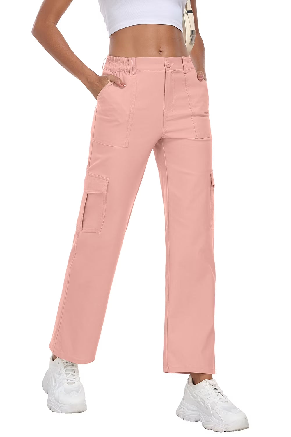 Womens Parachute Cargo Pants with Pockets 
