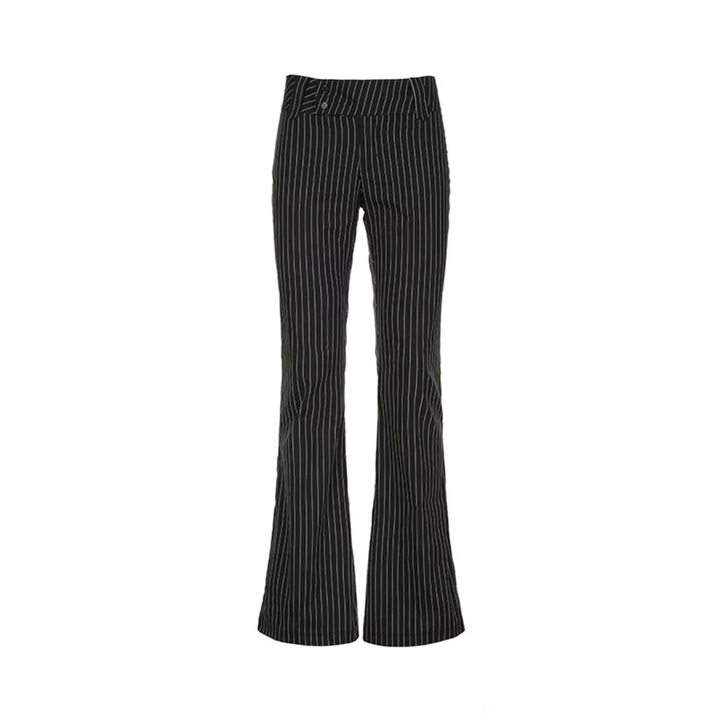 Trousers Striped Slim Fit Fashion Pants Low Rise Form Fitting Street Style