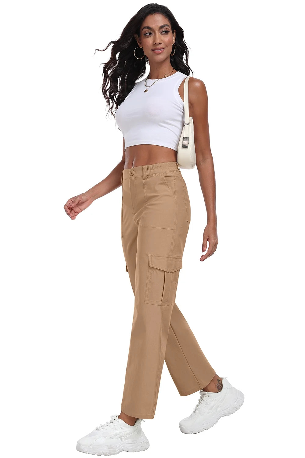 Womens Parachute Cargo Pants with Pockets 