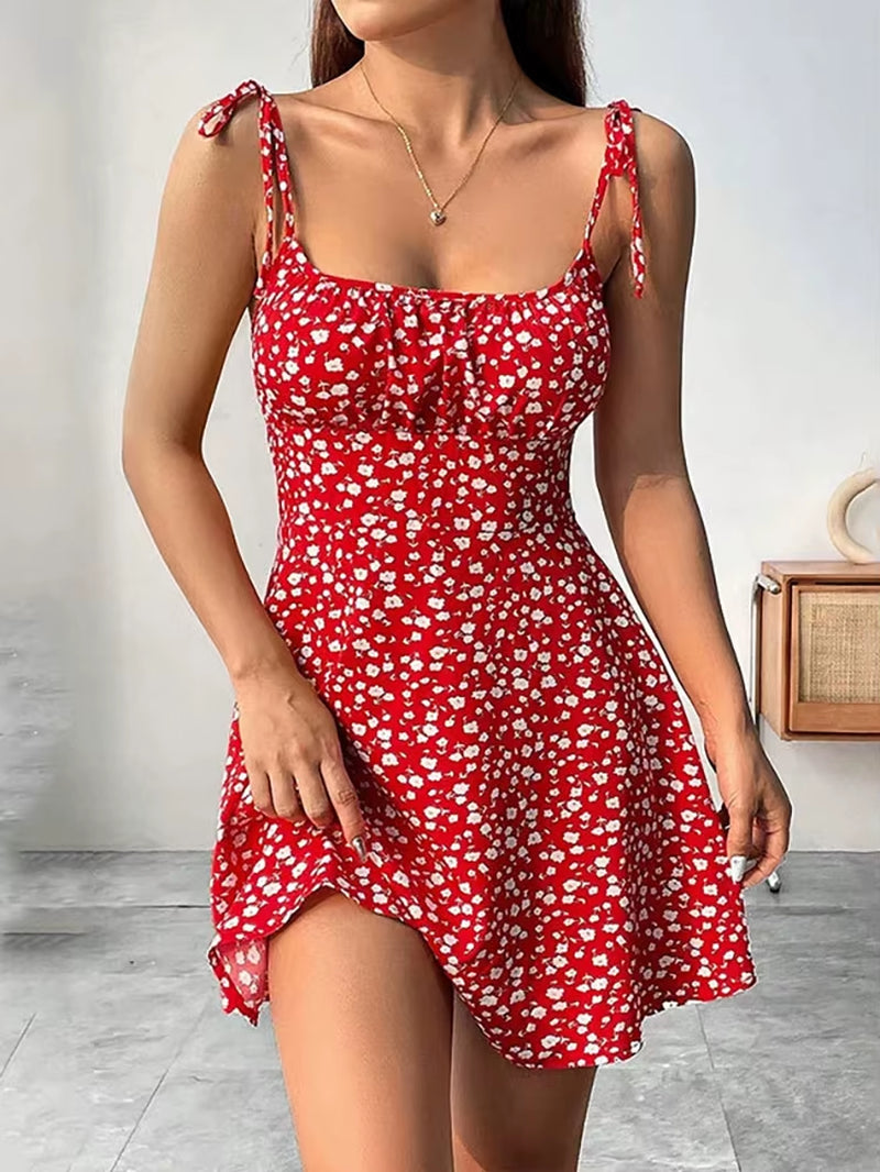 Floral Spaghetti Strap Beach Women's Dress