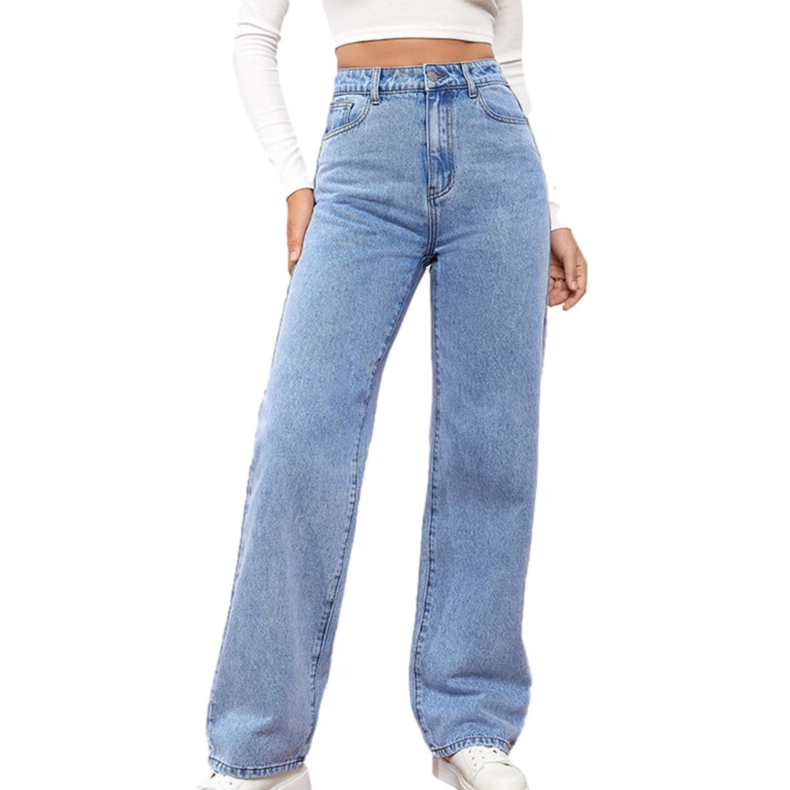  Straight Cut Jeans for Women Fashion Women High Waisted Stretch Slim Casual Pencil Pants