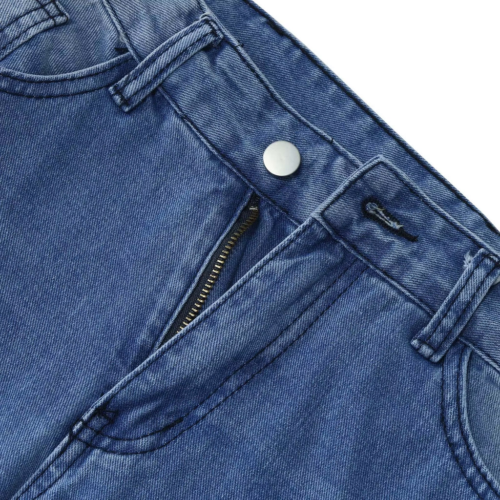 Vintage Baggy Ripped Jeans Women Fashion 90S Loose Casual Solid Wide Leg Pants Zipper Fly Pocket High Waist Jeans Trousers