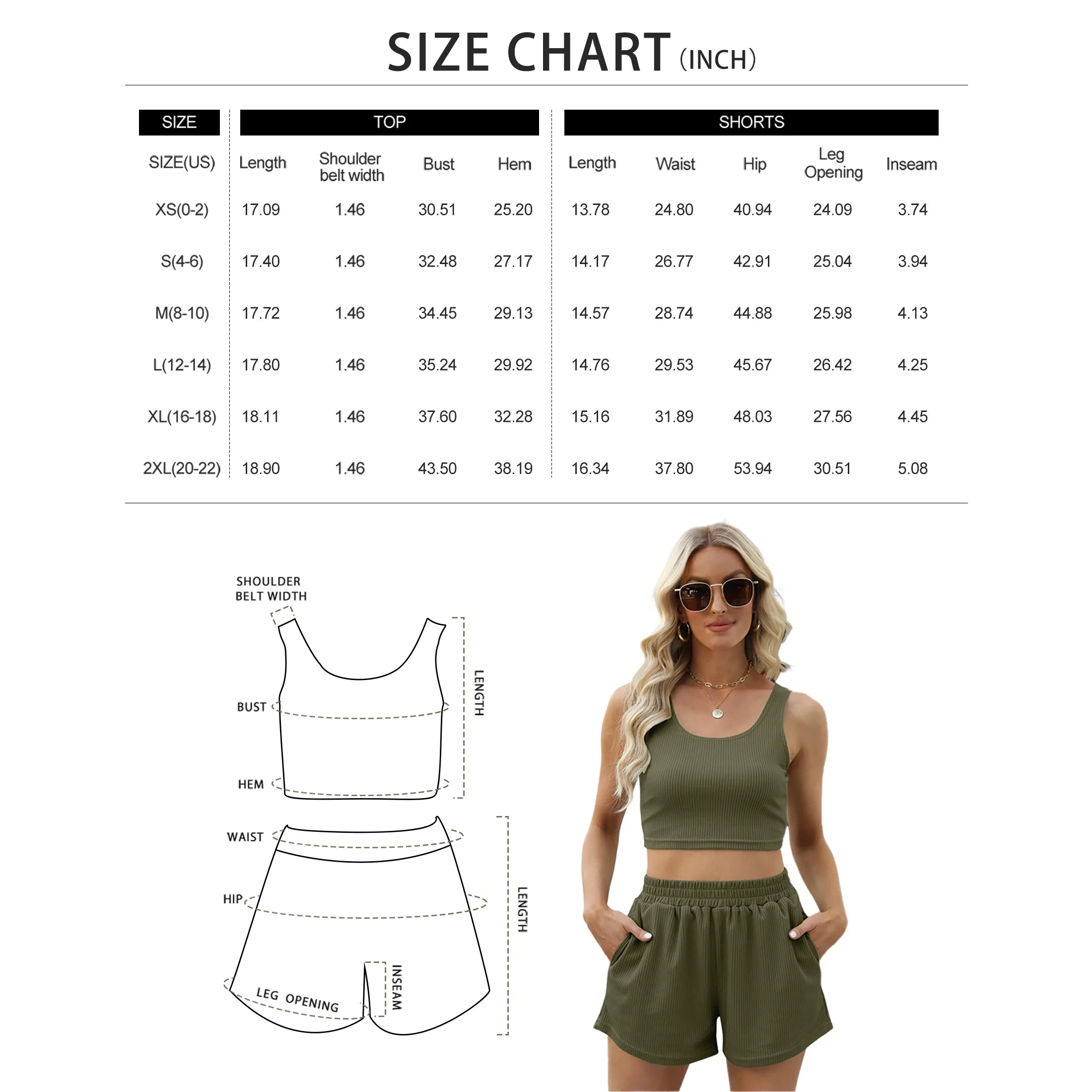 Women's Lounge Set Two Piece Sleeveless High Waisted Shorts 