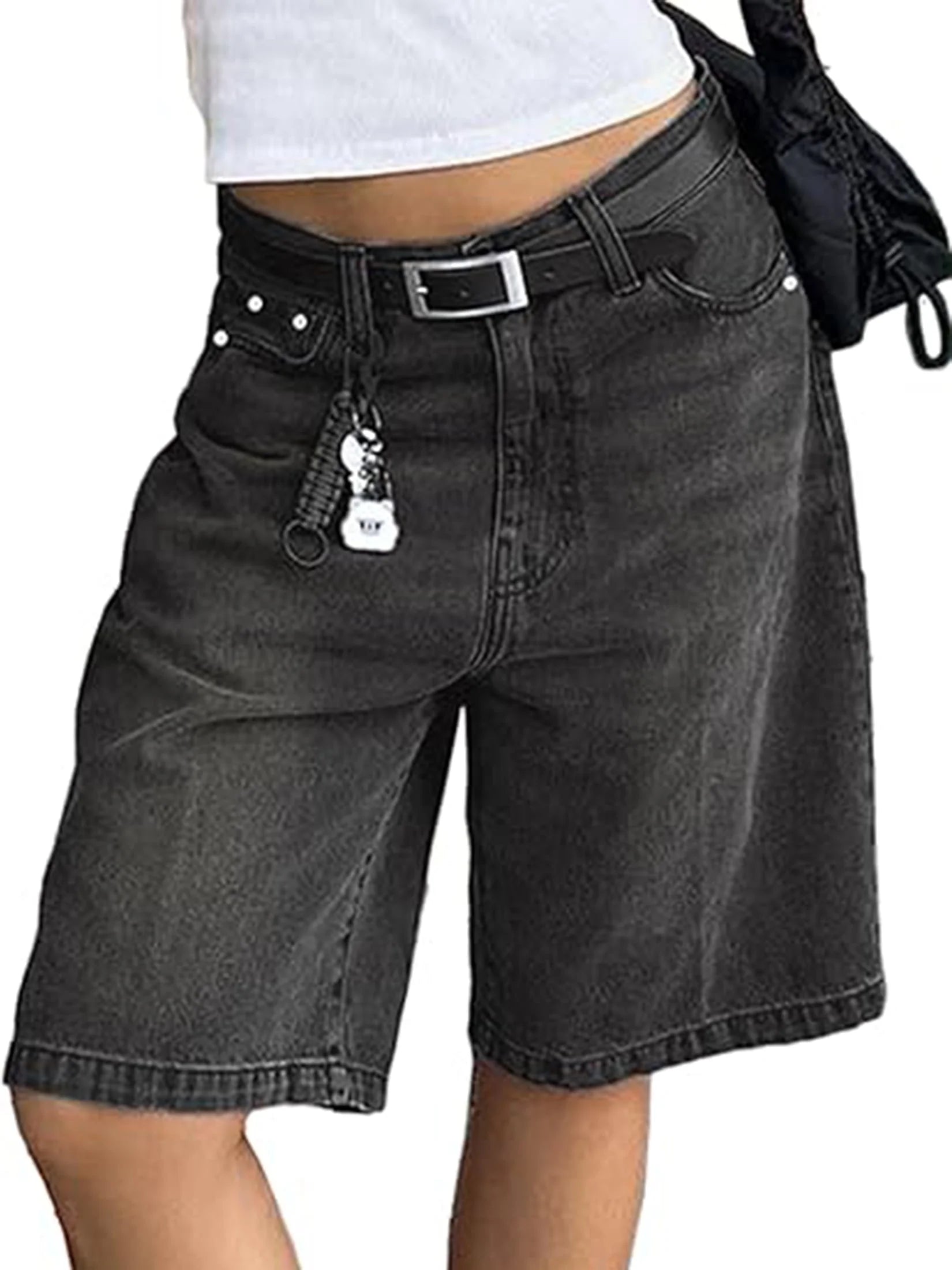 Women'S Denim Shorts Mid-Low Waist Jean Shorts for Women,Y2K Vintage Summer Streetwear
