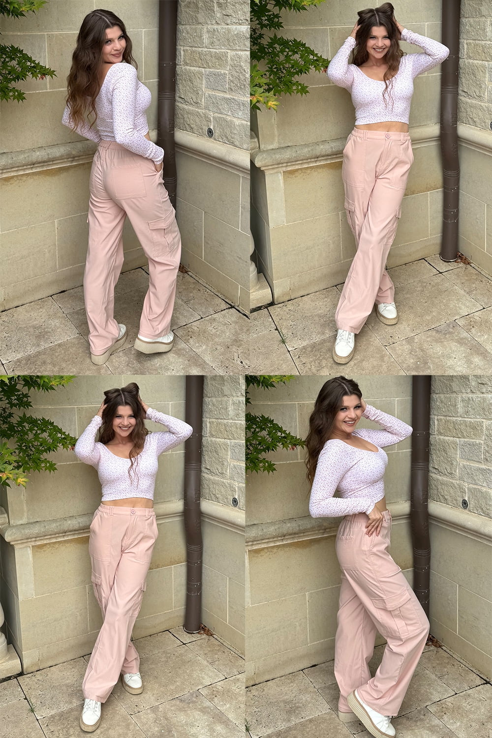 Womens Parachute Cargo Pants with Pockets 