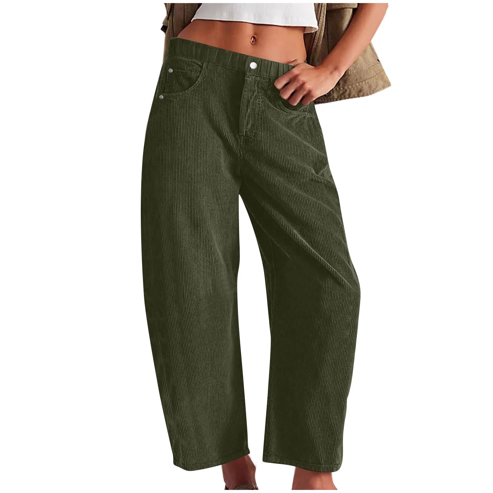 Corduroy Mid Waist Comfy Pants